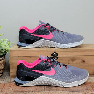 Nike Metcon 3 Running Athletic Training Shoes Gray Pink Mesh Sneakers Womens 7.5